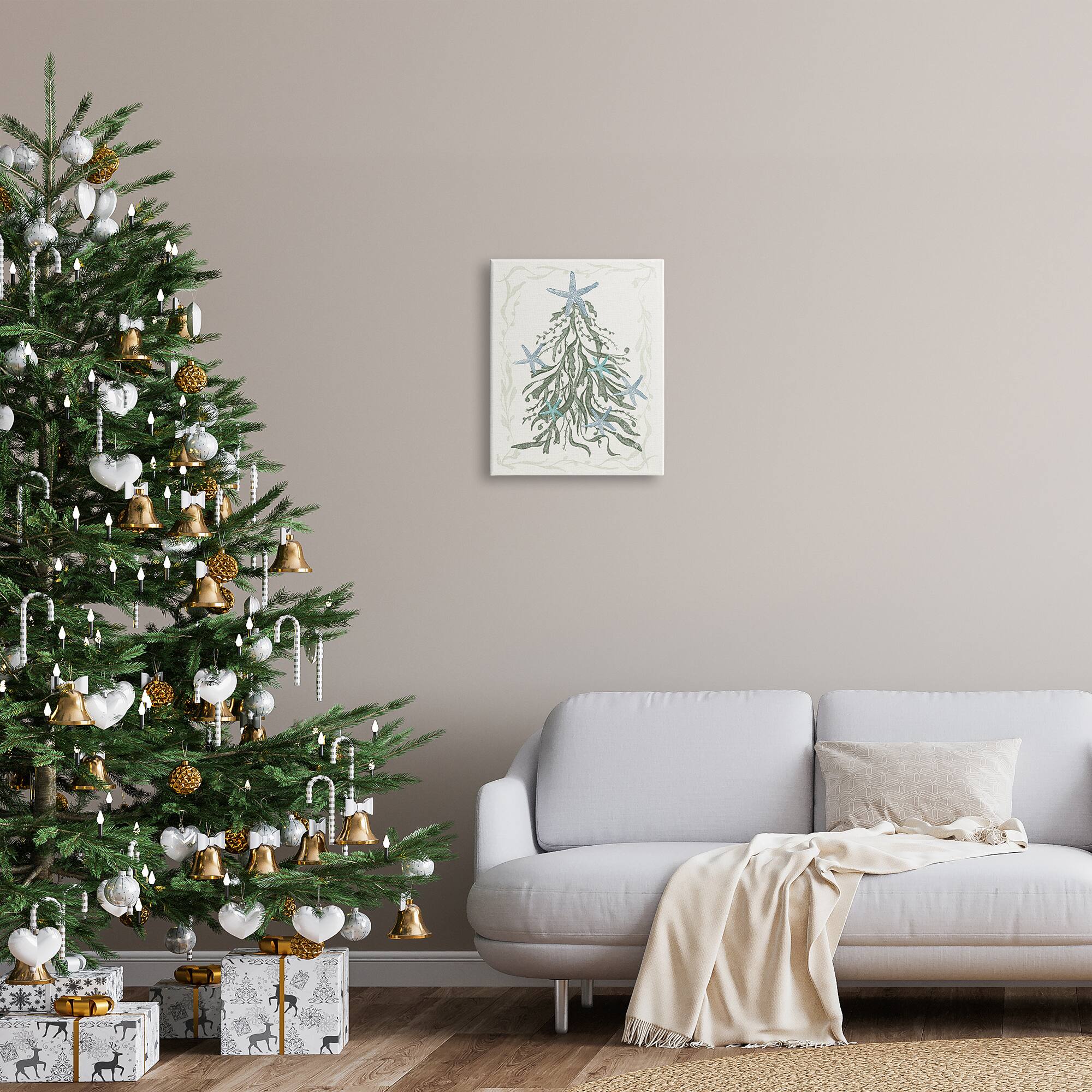 Stupell Industries Nautical Christmas Tree Sea Life Canvas Wall Art